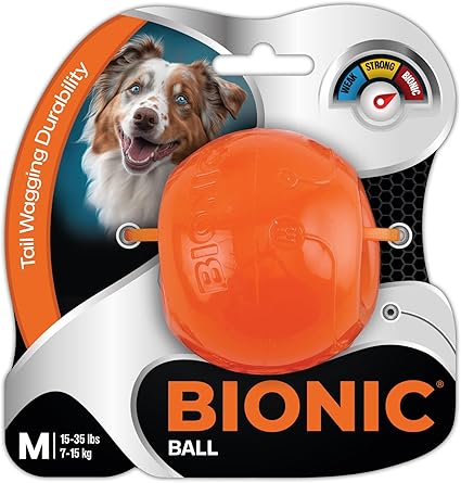 BIONIC Bounce Treats Holding Orange Dog Ball Toy